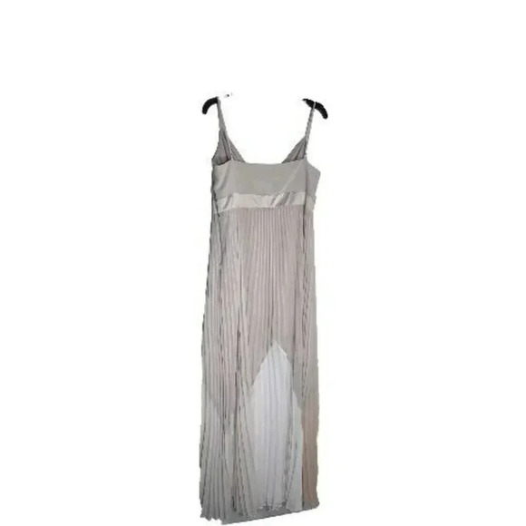 BCBG MAXAZRIA EVELYNE Size 14 Neutral Pleated Colorblock Impire Waist Maxi Dress - Picture 3 of 14